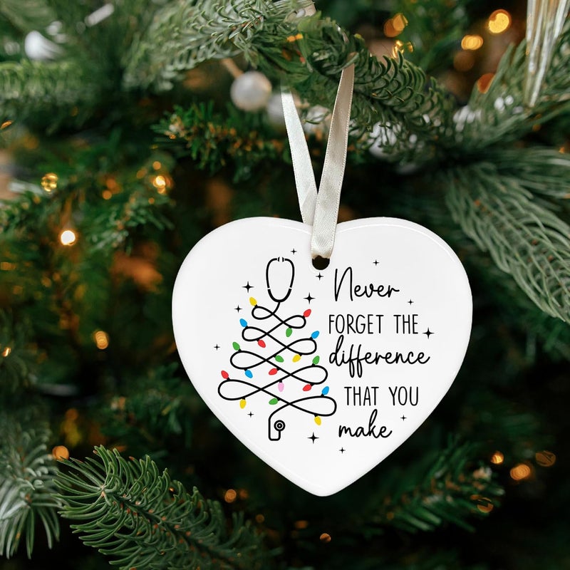 TEEBIM Nurse Ornament - Nurse Ornaments for Christmas Tree - Gifts for Nurses Female - Nurses Preceptor Practitioner Nicu RN Gifts for Women - Nursing Ornaments for Tree - Ceramic Ornament 2025 - Image 4